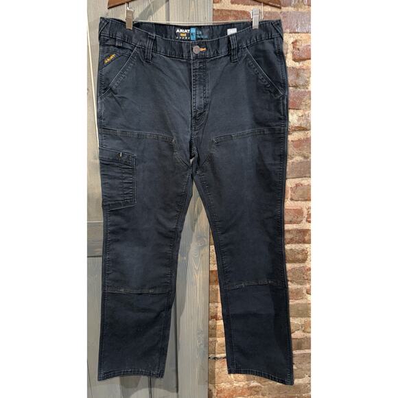 Ariat Rebar M7 Slim Straight Black Work Pants Mens 36x32 Utility Durable EUC - Picture 2 of 9